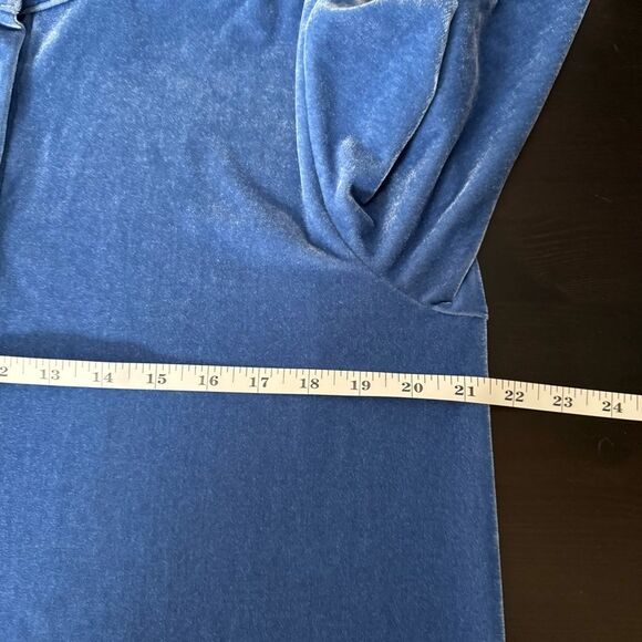 Soft Surroundings Boyfriend Shirt Womens Sz M Blue Velvet Long Sleeve Button Up - Picture 12 of 13